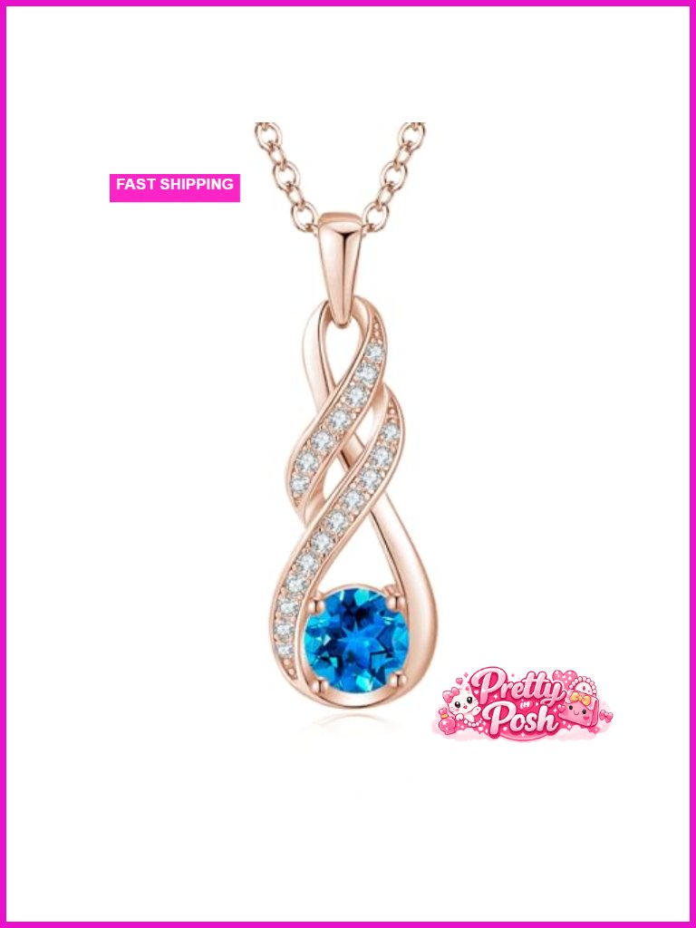 Sterling Silver Rose Gold Infinity Pendant Necklace With Adjustable Chain